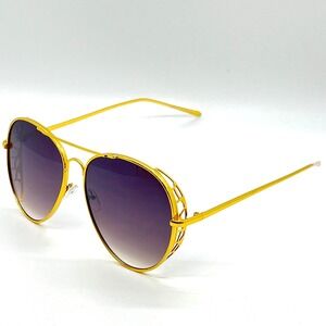 Aviator Sunglasses Gold Frame Purple Lens Fashion Designer Style Oversized‎